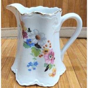 Vintage Warwick China Floral Porcelain Creamer Made in USA 4x4.5x4.5"